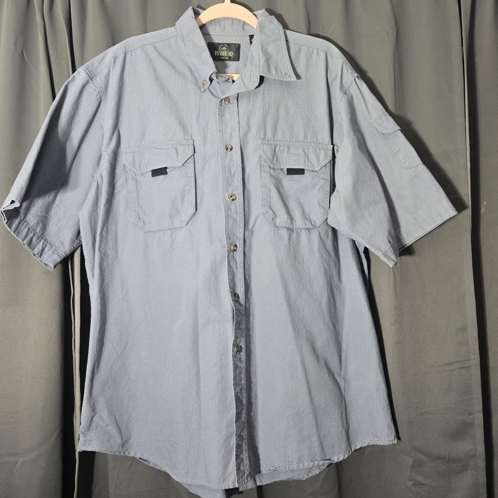 RedHead Short-Sleeve Button-Down Work/Fishing shirt Light Blue Size XL